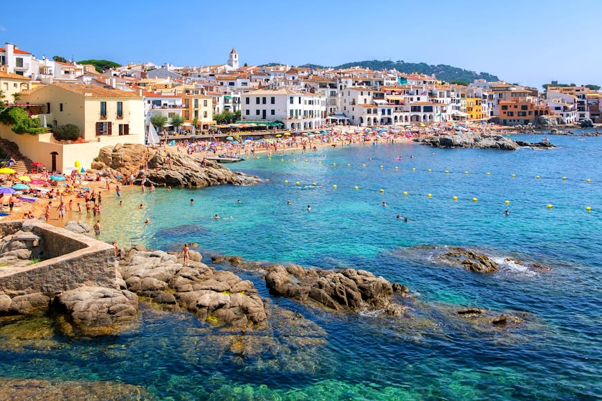 A traditional whitewashed fisherman village and a popular travel and holiday destination on Costa Brava, Catalonia, Spain.