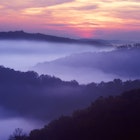 Sunrise in the layed mountains off Auxier Ridge in the Red River Gorge area of the Daniel Boone National Forest.