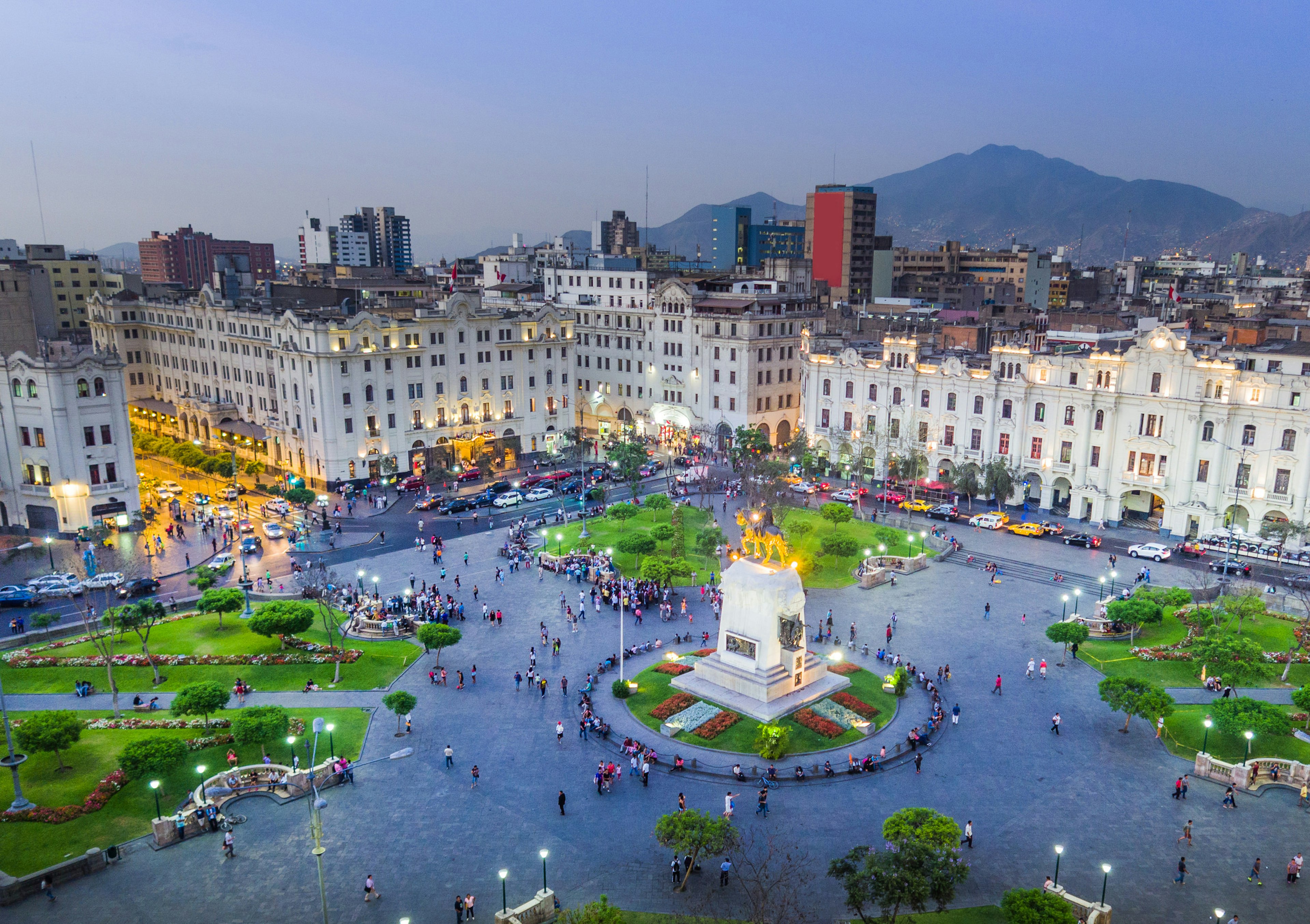 LIMA, PERU: View of San Martin square.