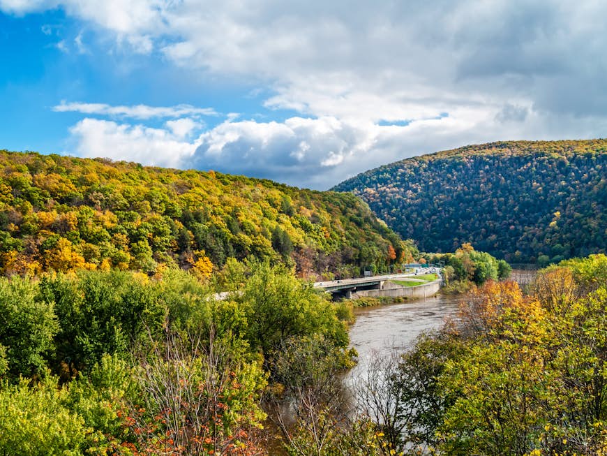 The Delaware Water Gap between Pennsylvania and New Jersey