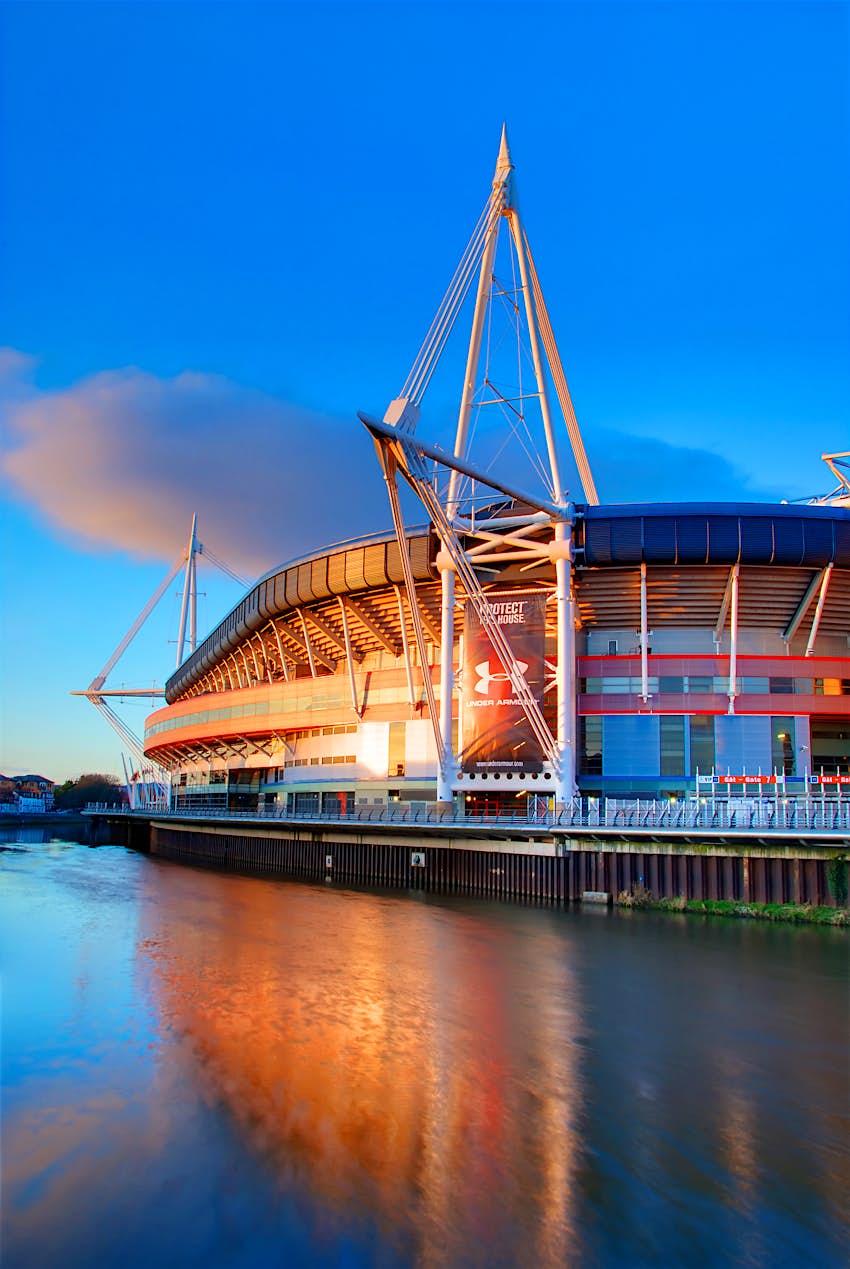 Exterior of Principality Stadium in Cardiff, Wales