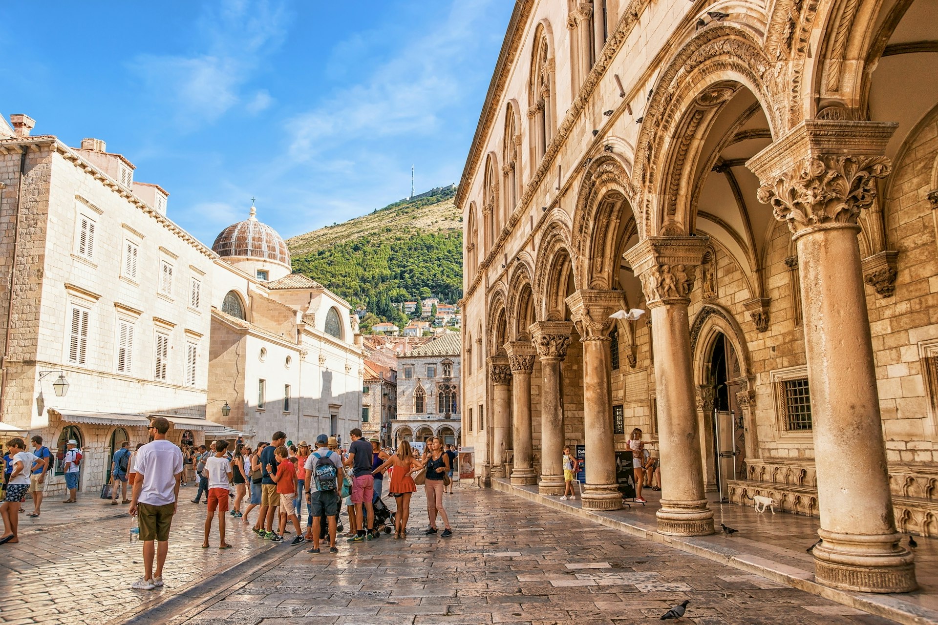  People at Rector Palace on Stradun Street in the Old city of Dubrovnik, Croatia.