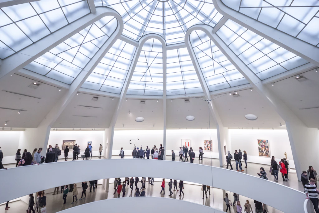 People in the interior of the Solomon R. Guggenheim Museum in New York