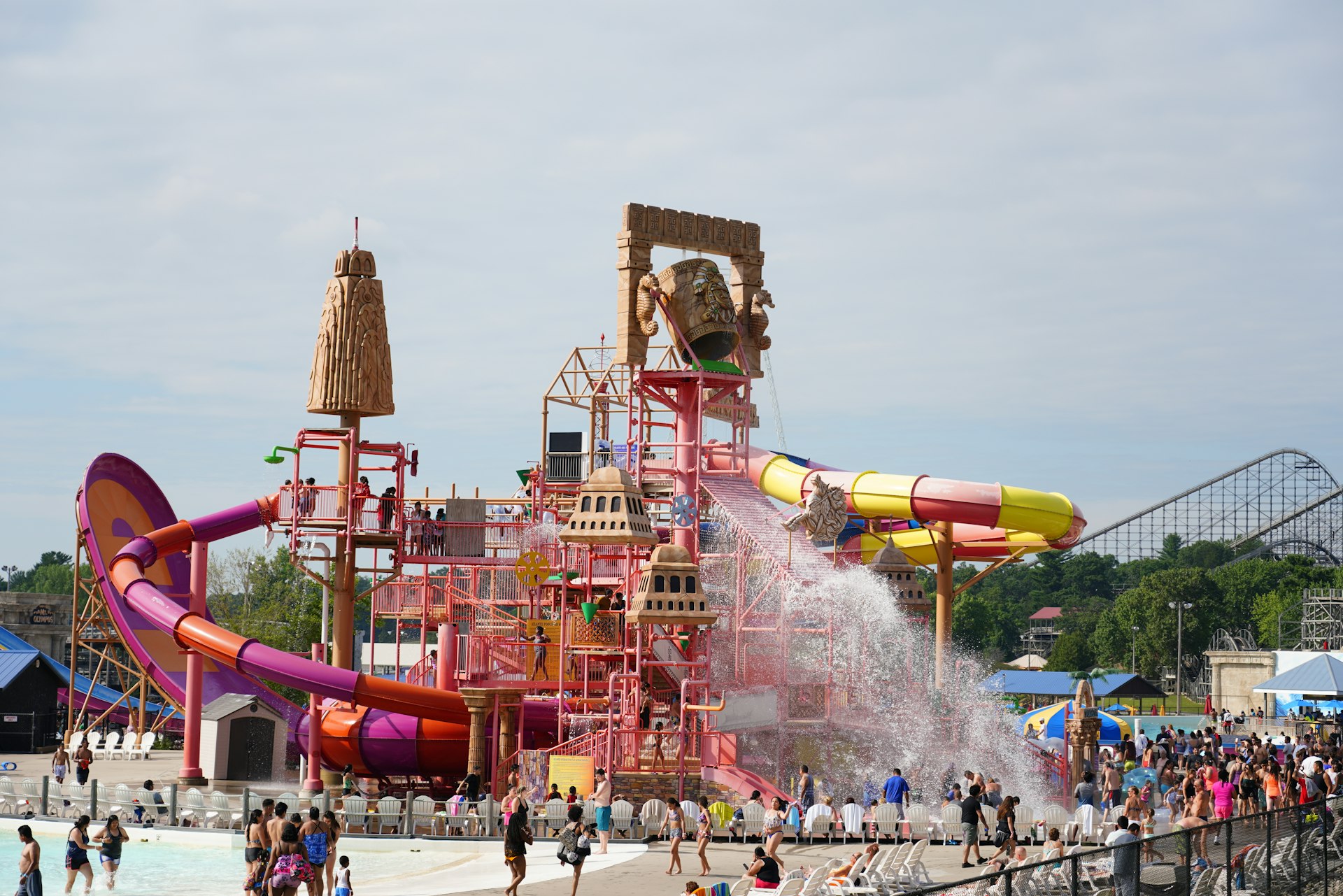 Water slides and pools at Mt. Olympus Water & Theme Park, one Wisconsin Dells' many water parks