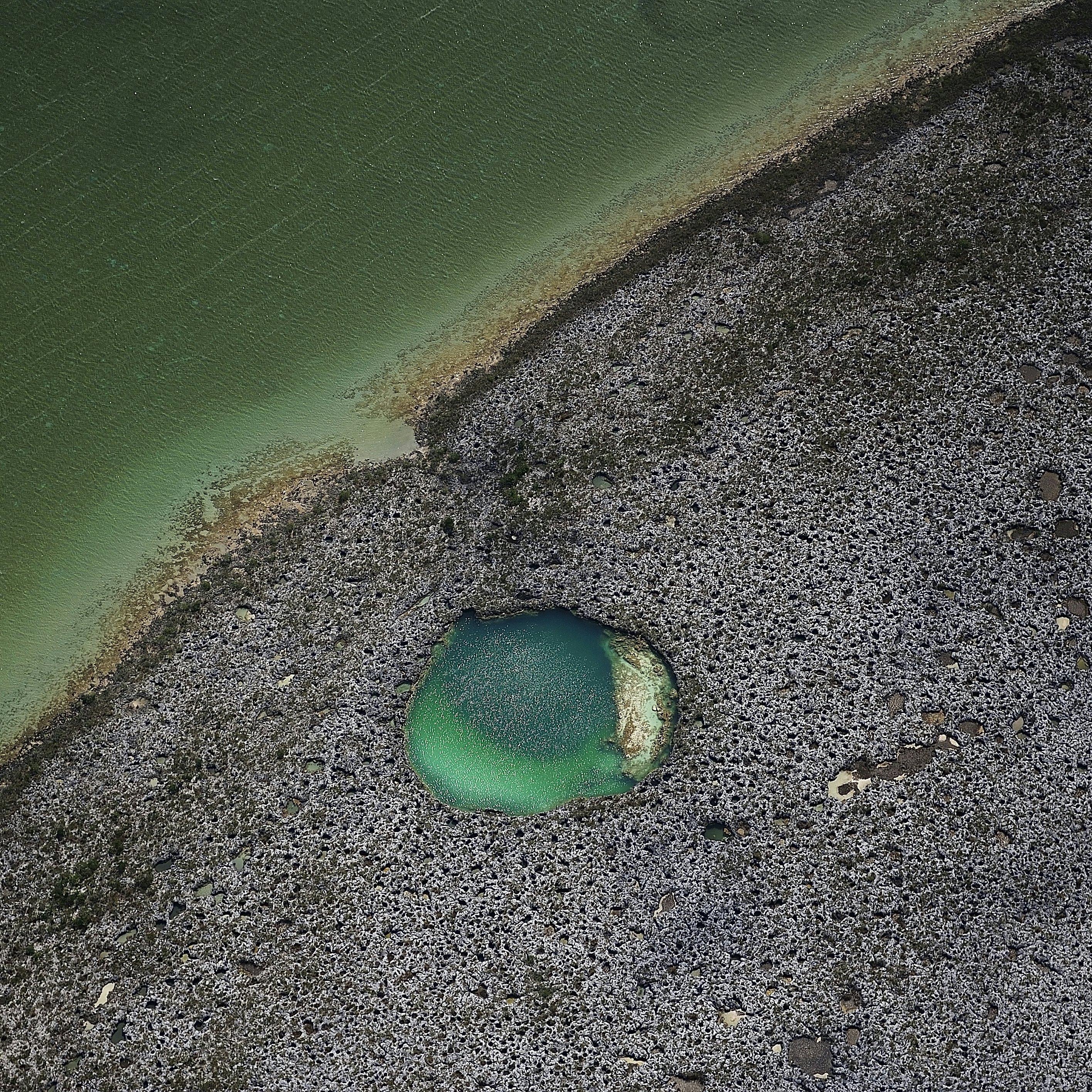 Blue hole on Andros Island, Bahamas.