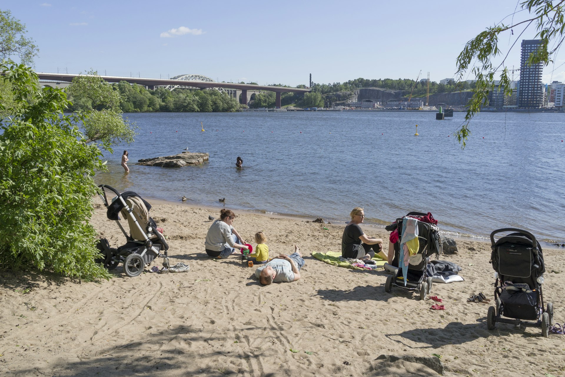 Sunny beach on Stockholm's Sodermalm