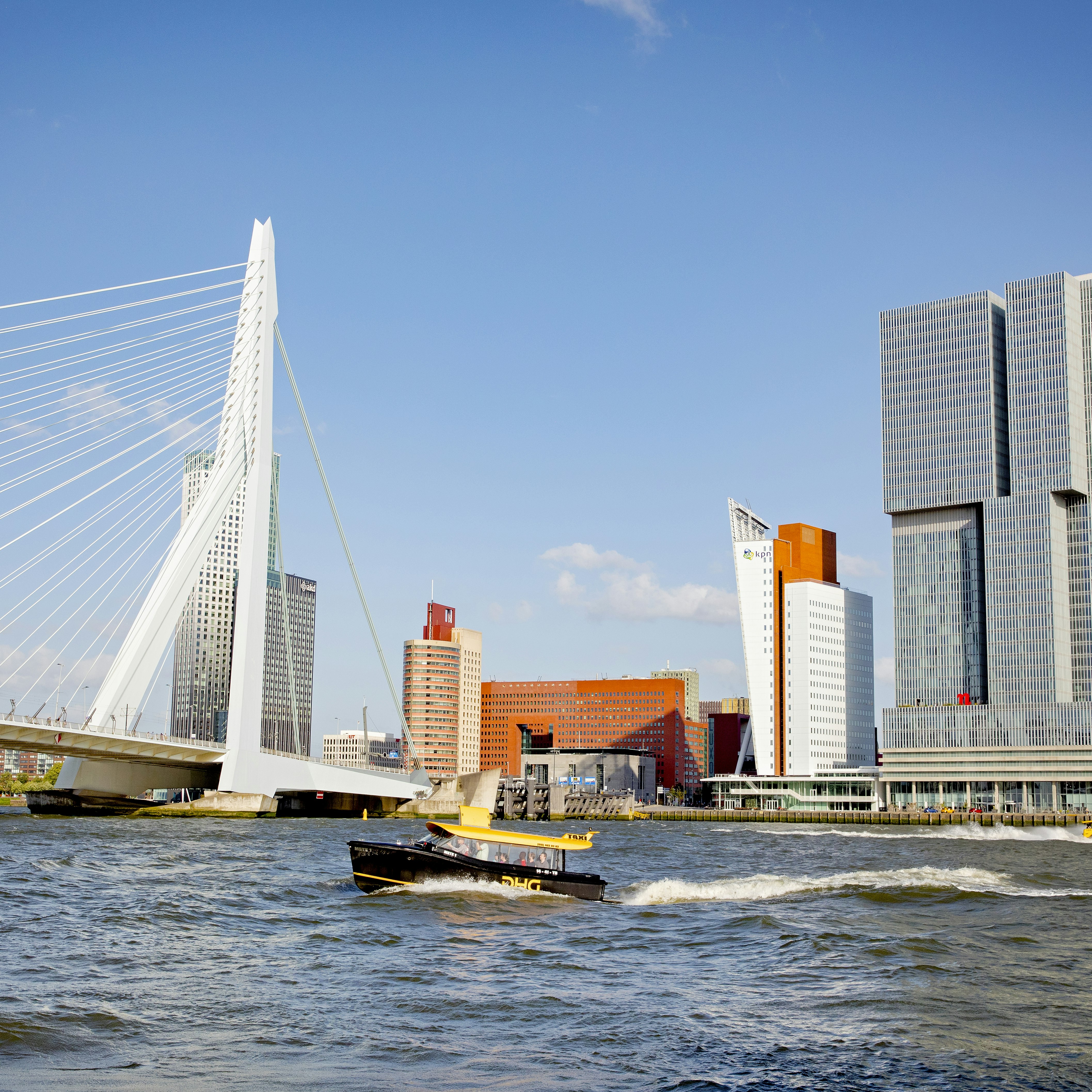 Water taxi is often the quickest way to get from point A to point B in Rotterdam. 