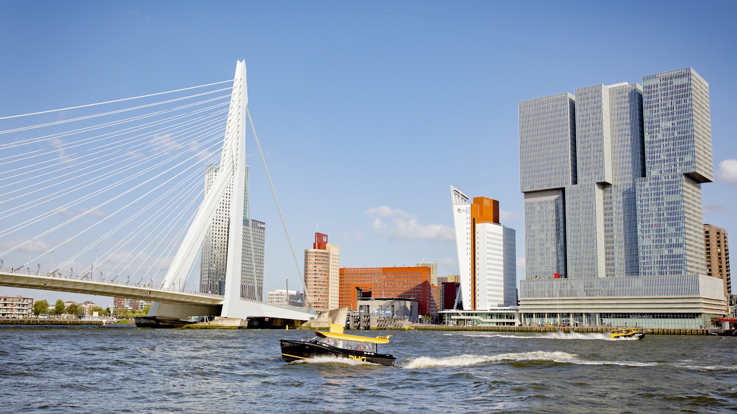 Water taxi is often the quickest way to get from point A to point B in Rotterdam. 