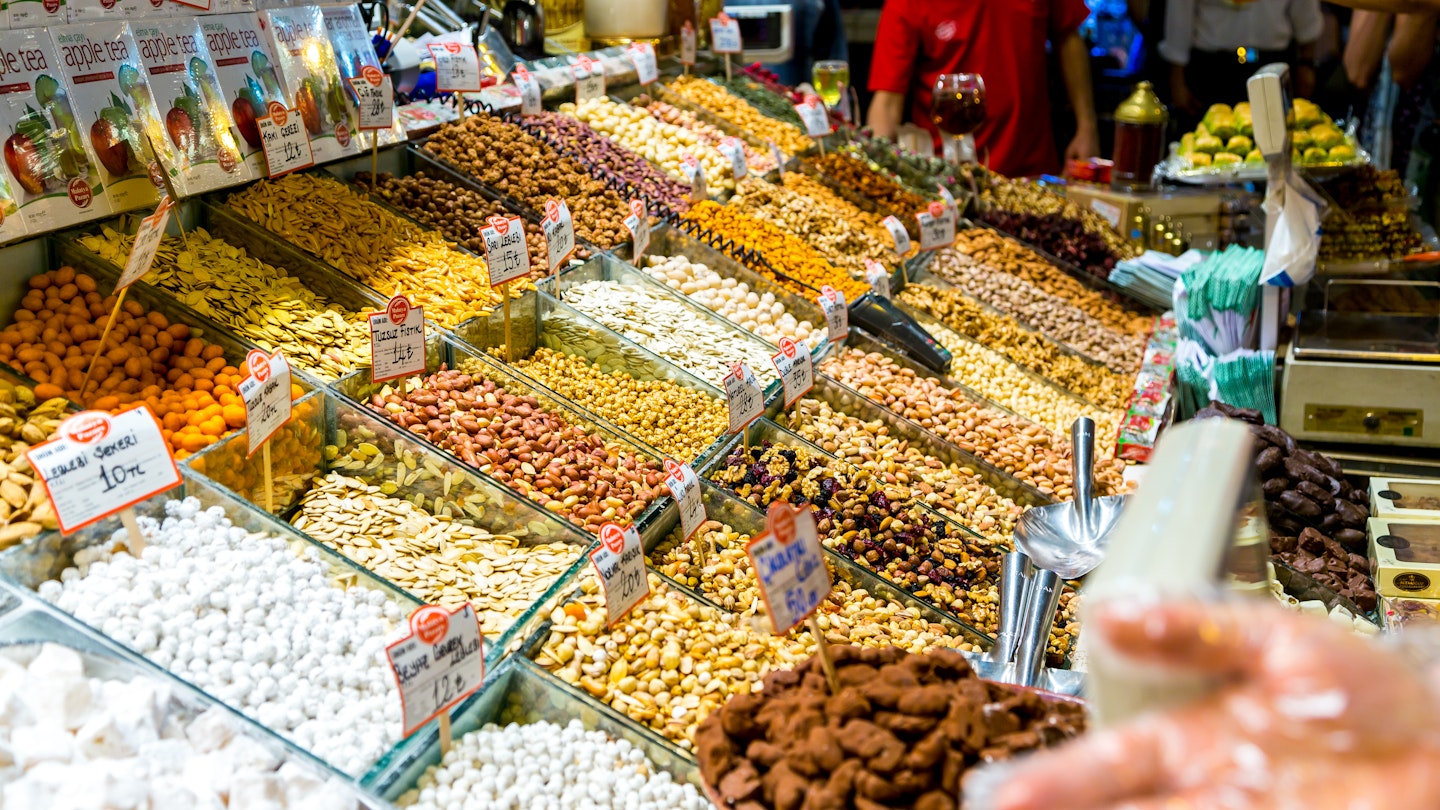 Sweets at a market in Istanbul, Turkey.