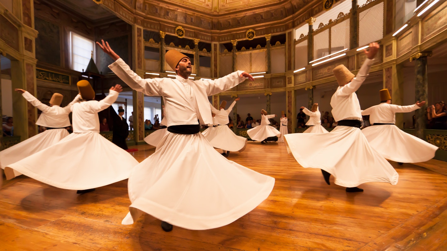 The whirling Dervishes in Istanbul, Turkey.