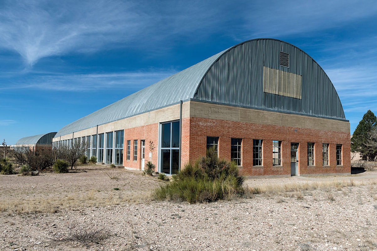 UNITED STATES - MARCH 22:  Headquarters building of the Chinati Foundation, or La Fundacion Chinati, a contemporary art museum in Marfa, a surprisingly sophisticated town in the Texas high desert that has cultivated a reputation as a center of the art (Photo by Carol M. Highsmith/Buyenlarge/Getty Images)