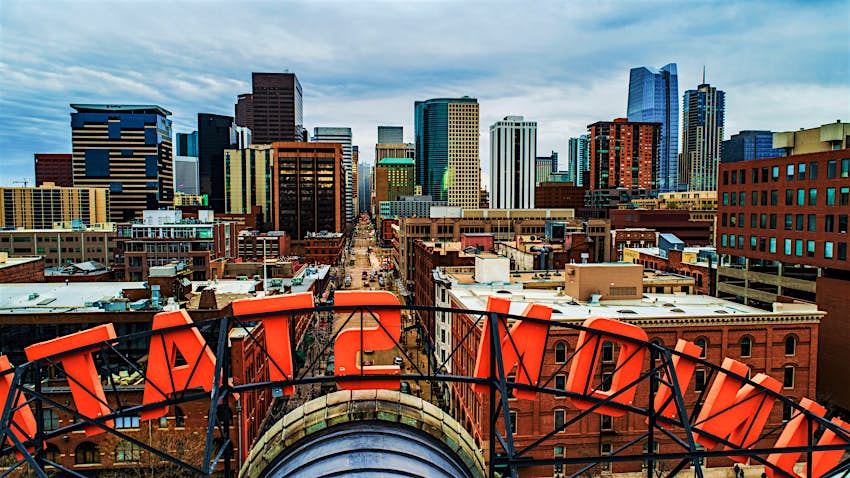 The Denver skyline from Union Station The Denver skyline from Union Station