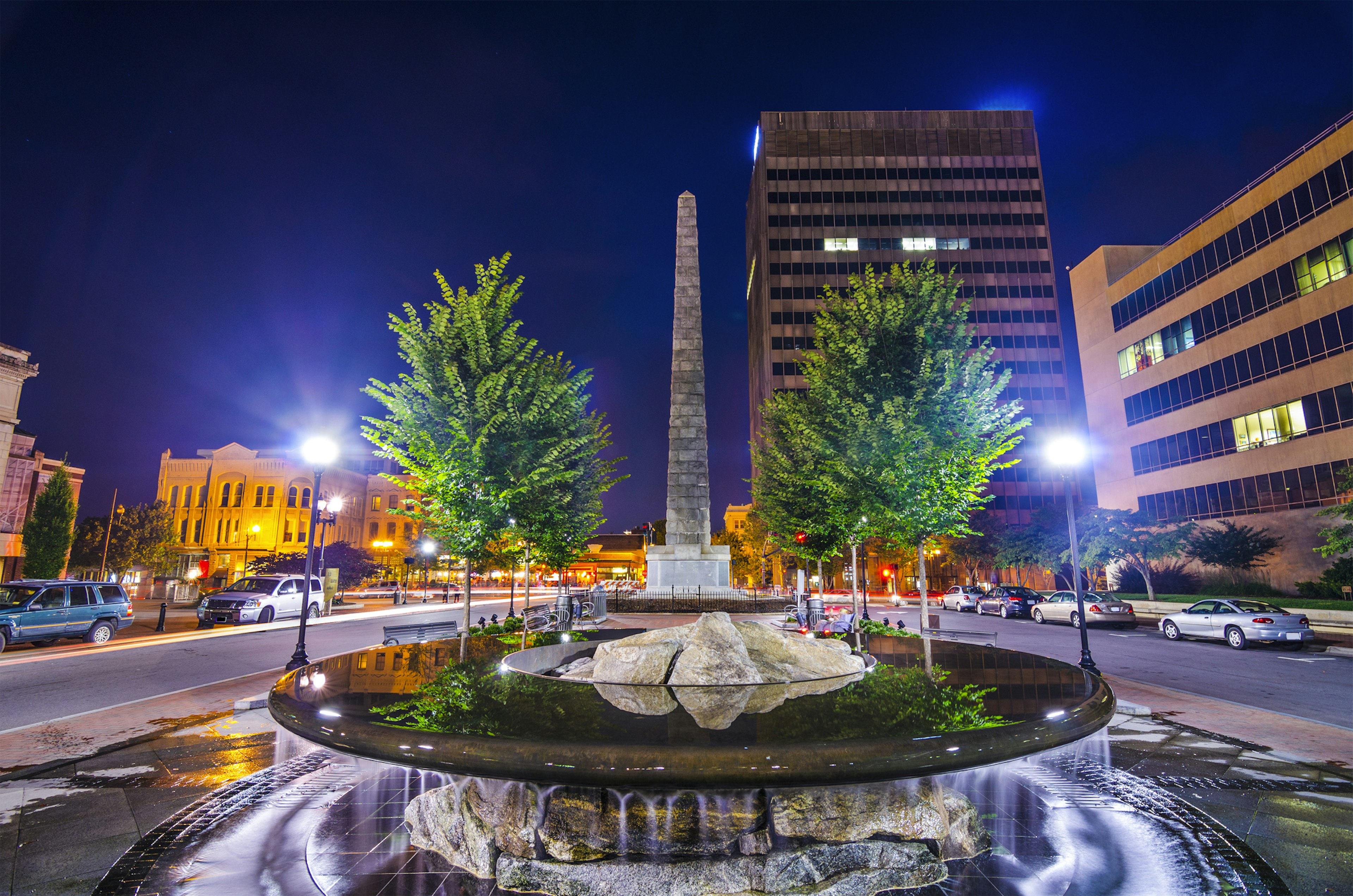 Pack Square at night, Downtown Asheville