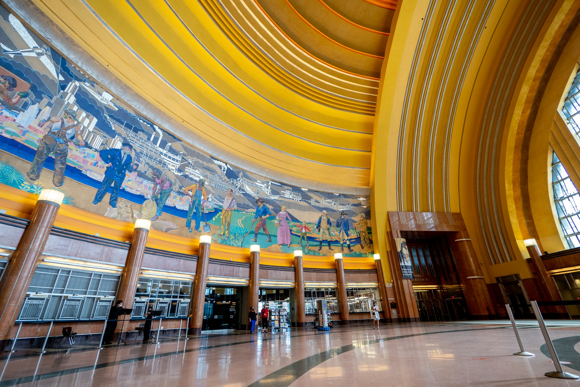 Lobby and murals inside the Cincinnati Museum Center complex