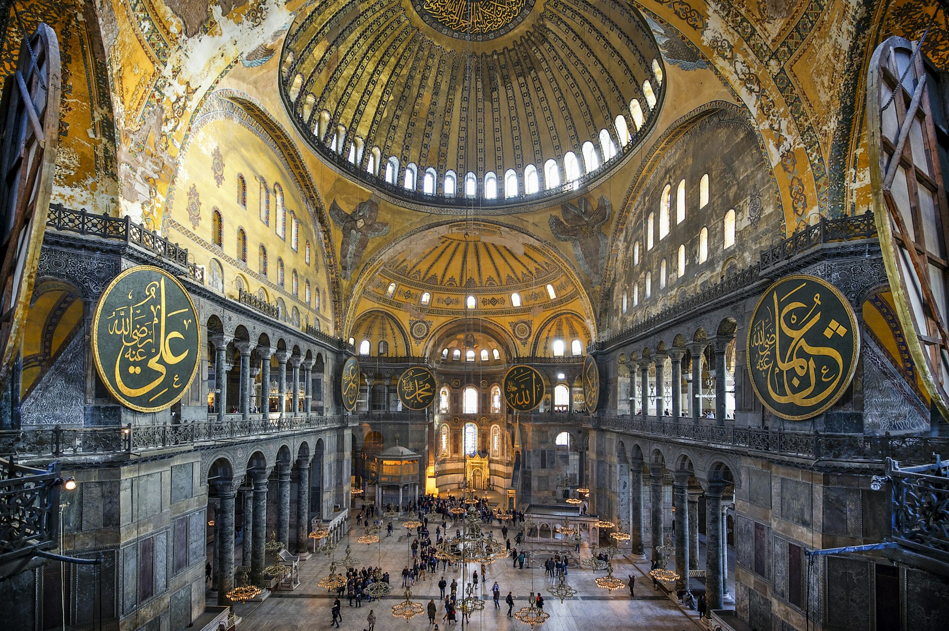 The ornate interior of the Hagia Sophia in Istanbul