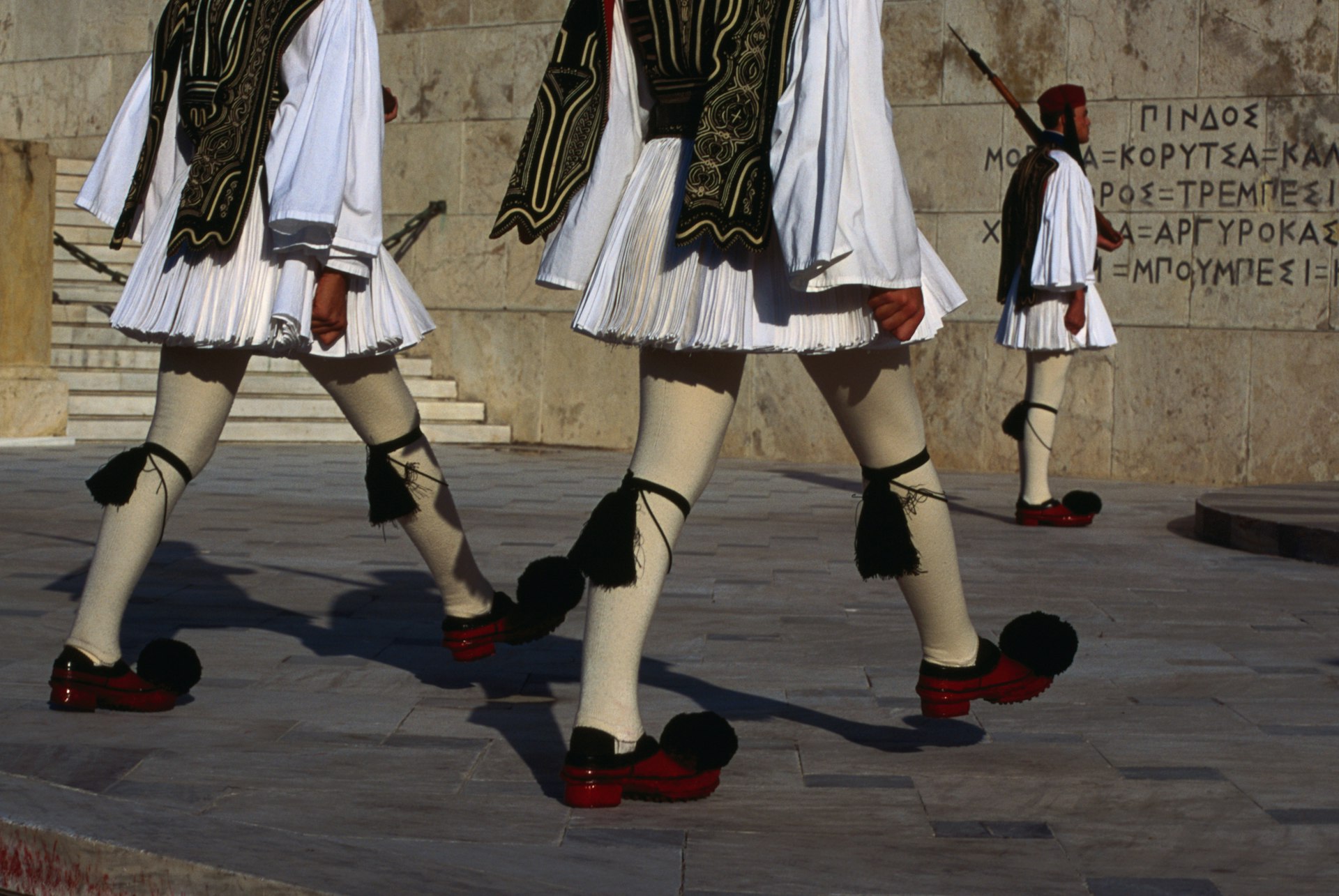 Guards outside the Greek Parliament buildings