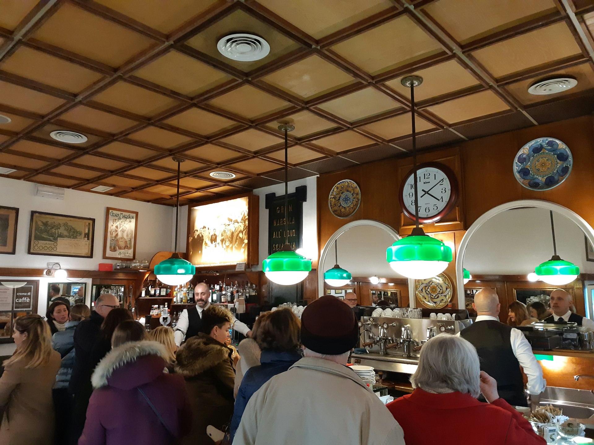 The bustling counter at coffee bar Sciascia. 