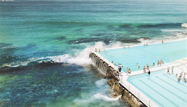 The saltwater Bondi Baths are carved out of the cliffs and have been a landmark of Bondi Beach for more than 100 years.
