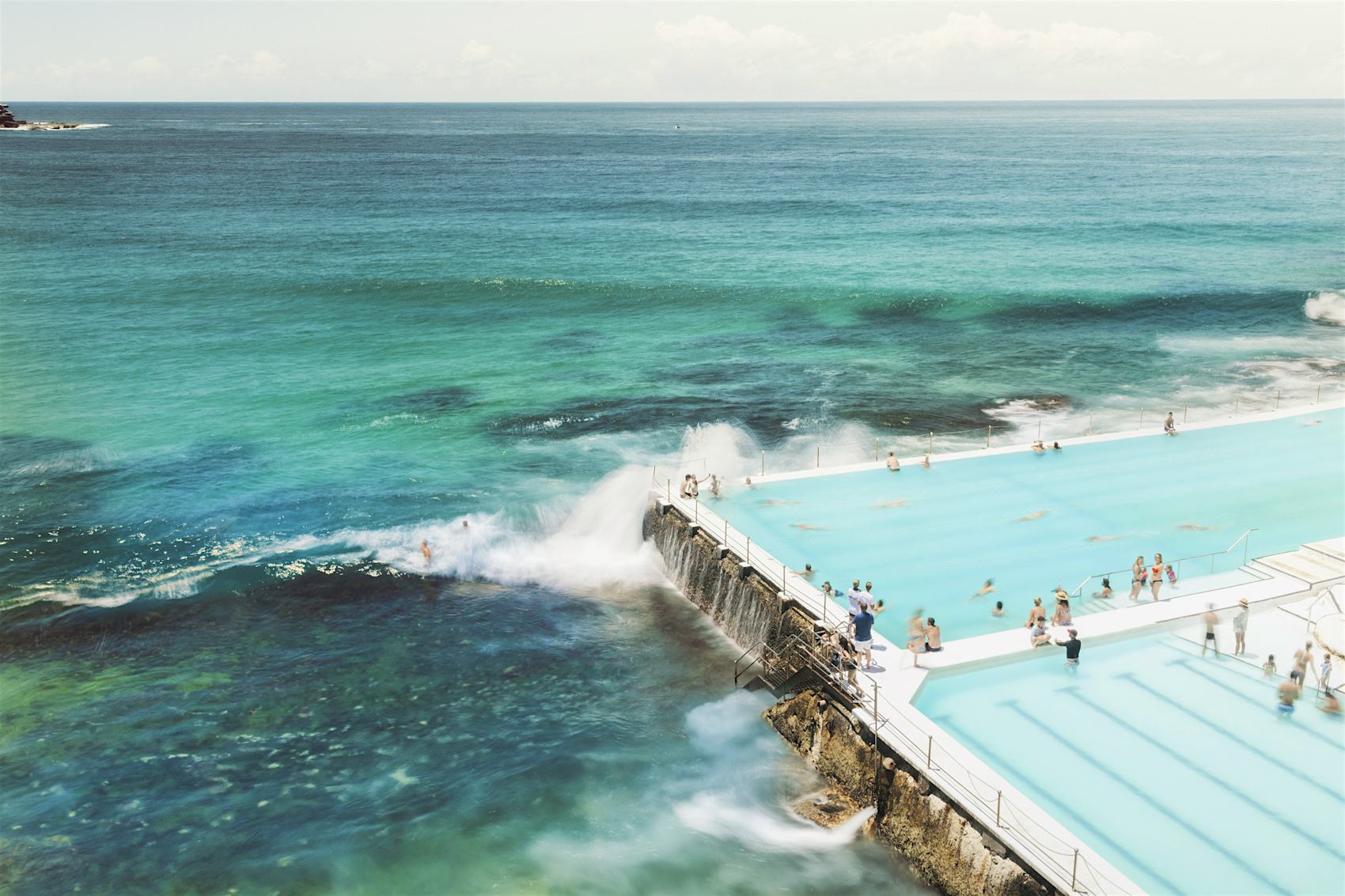 The saltwater Bondi Baths, Bondi Beach The saltwater Bondi Baths are carved out of the cliffs and have been a landmark of Bondi Beach for more than 100 years.