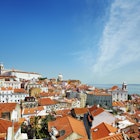 Overview of Alfama district beside Tagus River estuary.