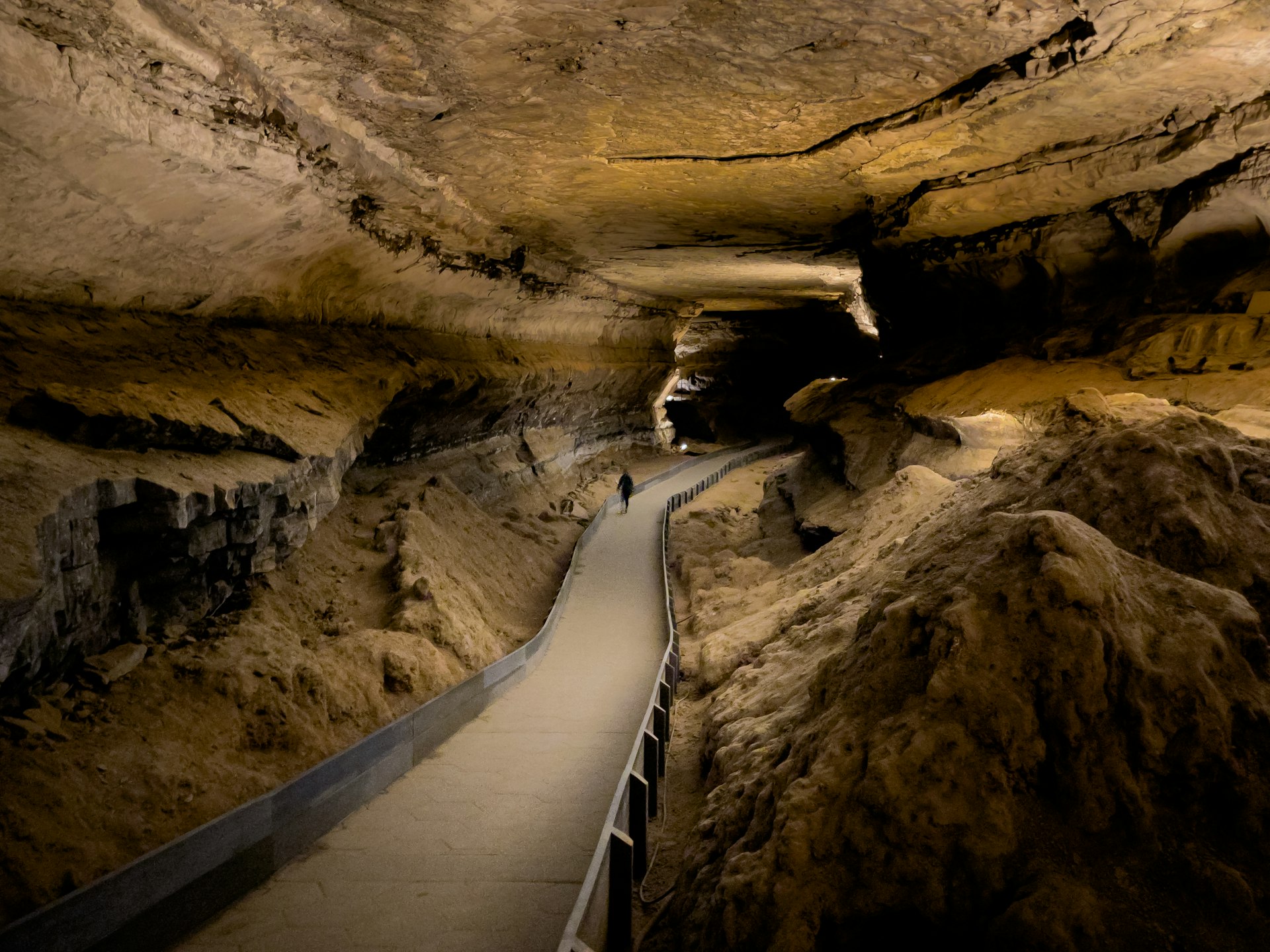 A huge passageway in Mammoth Cave, Kentucky