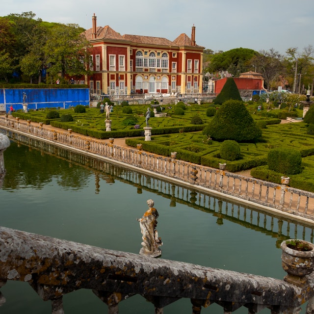 LISBON, circa 2017 - Wide establishing shot of Palacio Fronteira Palace, aka Palacio dos Marqueses de Fronteira, one of the hidden gems of Lisbon, Portugal, dating from 1671..; Shutterstock ID 781758556; your: Alex Howard; gl: 65050; netsuite: Online Editorial; full: Palácio dos Marqueses de Fronteira POI