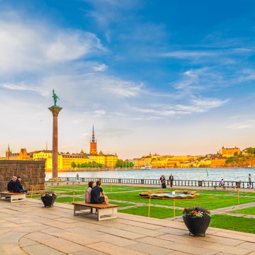 View of Monument Engelbrekt and the beautiful gardens of Stadshusparken,