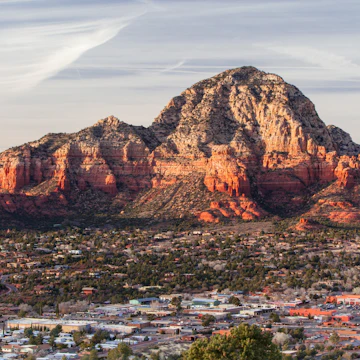View from Airport Mesa in Sedona at sunset in Arizona, USA