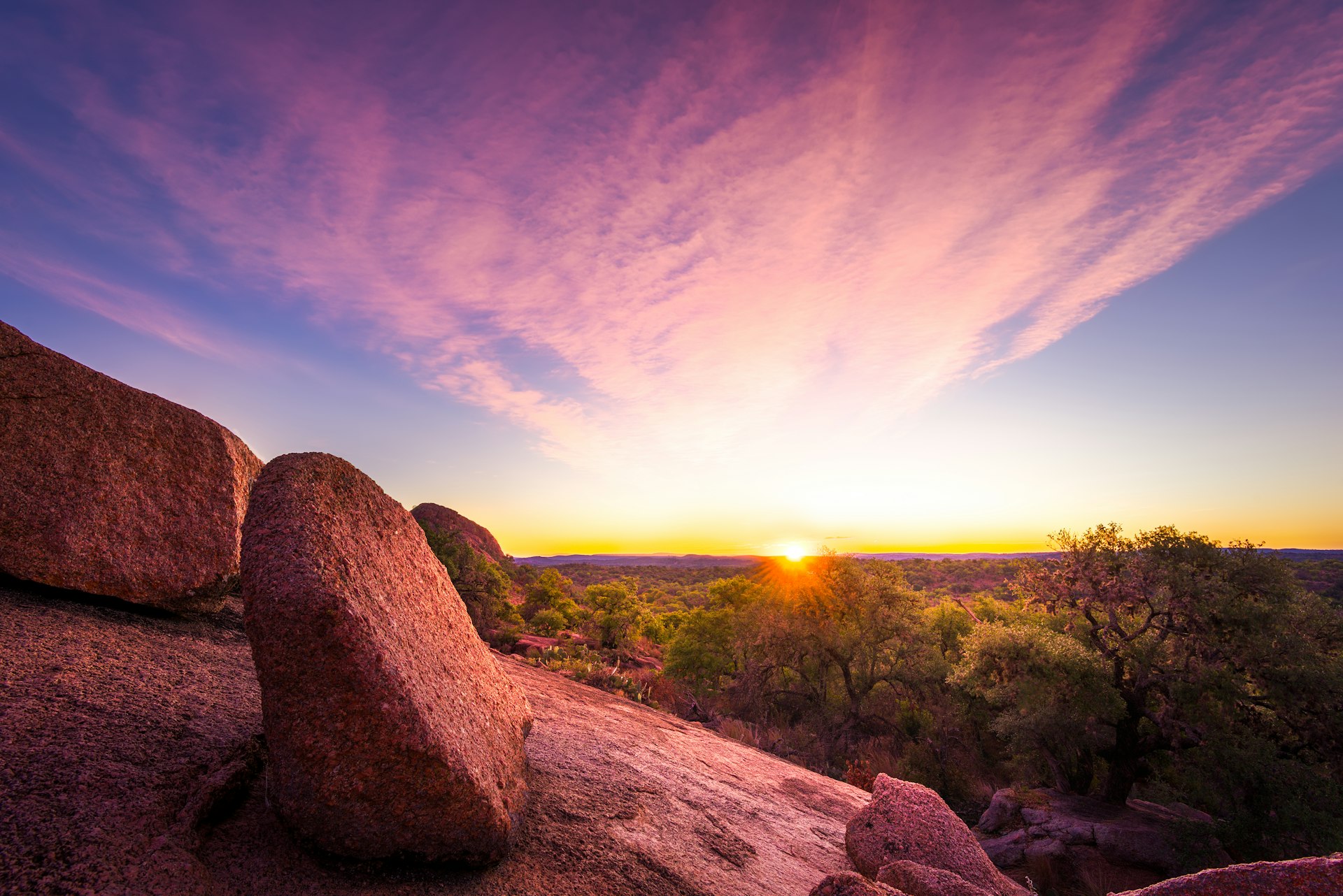Sunrise Over Enchanted Rock State Park, TX