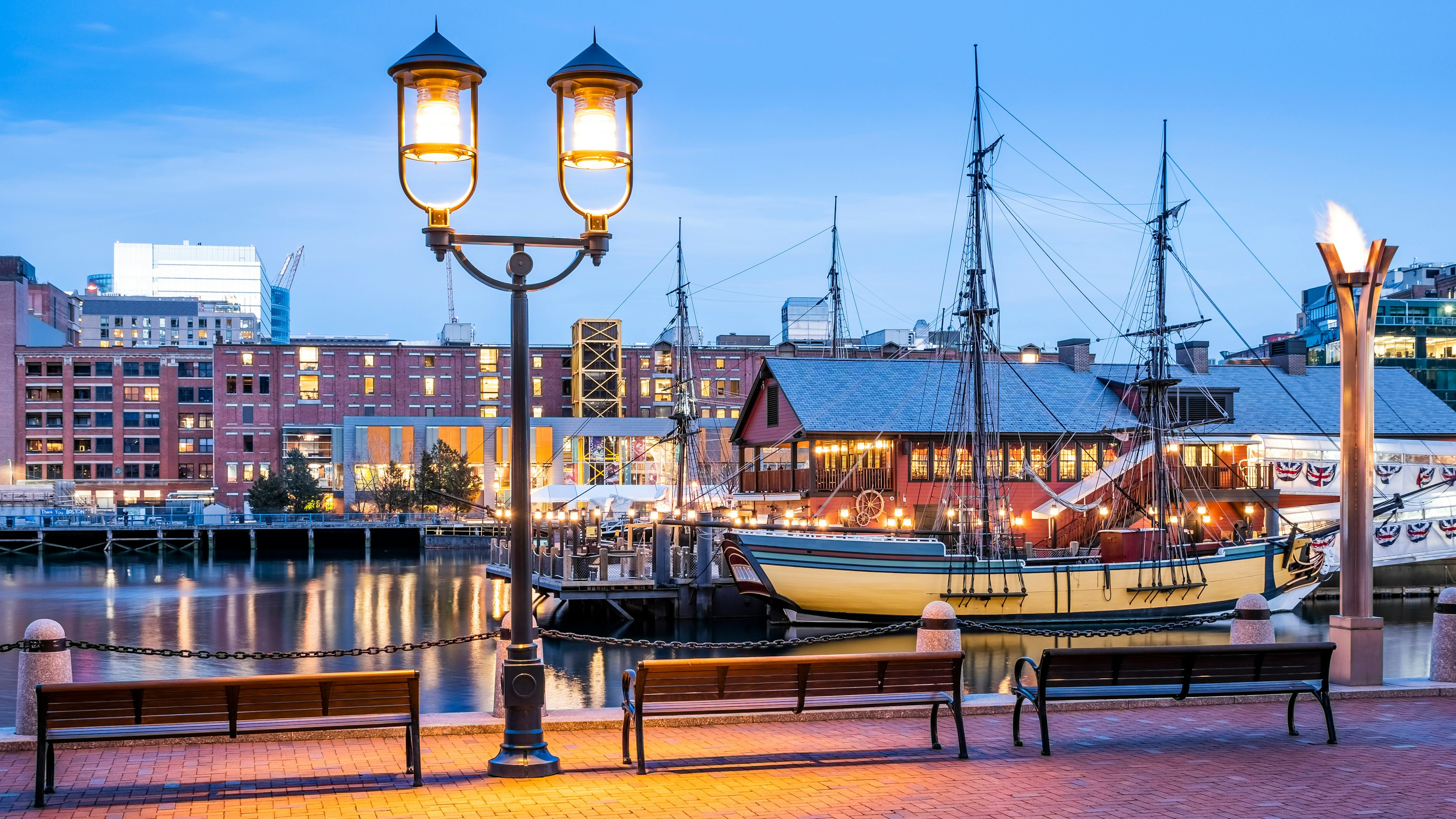 Boston Harbor at night