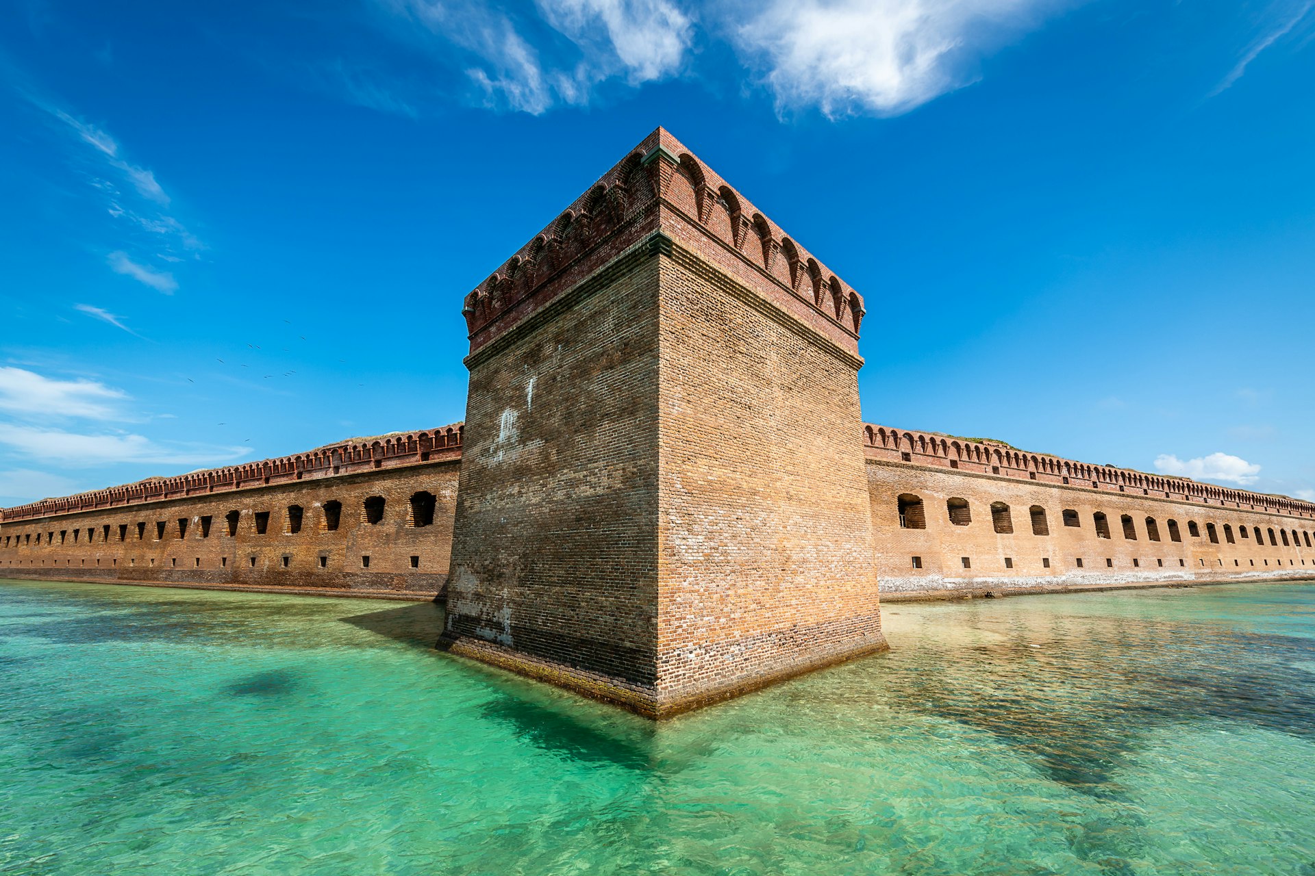 The brick wall of Fort Jefferson in Dry Tortugas National Park, Florida