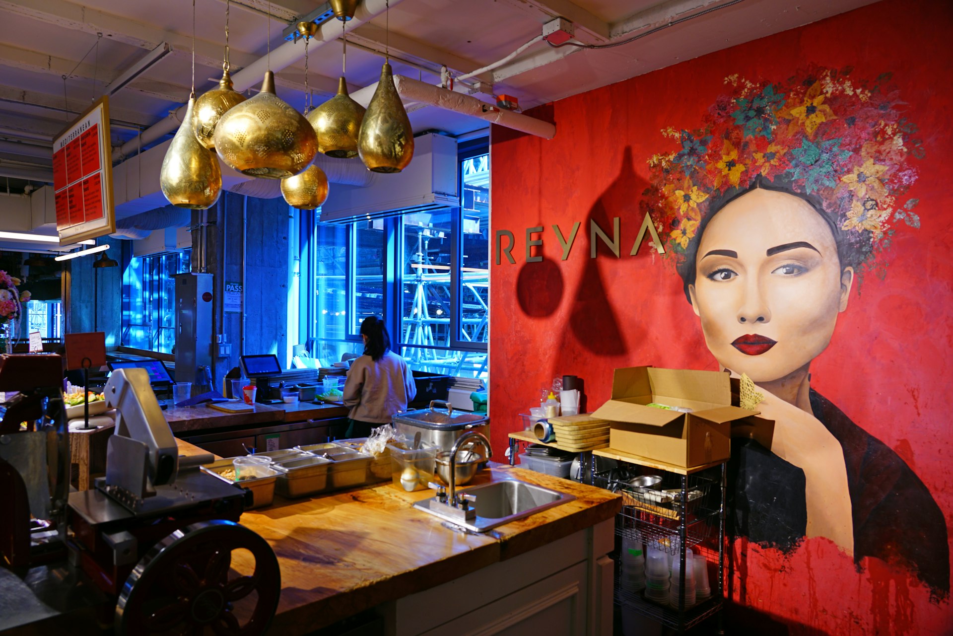 Inside Bar Reyna in the Assembly Chef’s Hall, an upscale gourmet food court in downtown Toronto. 