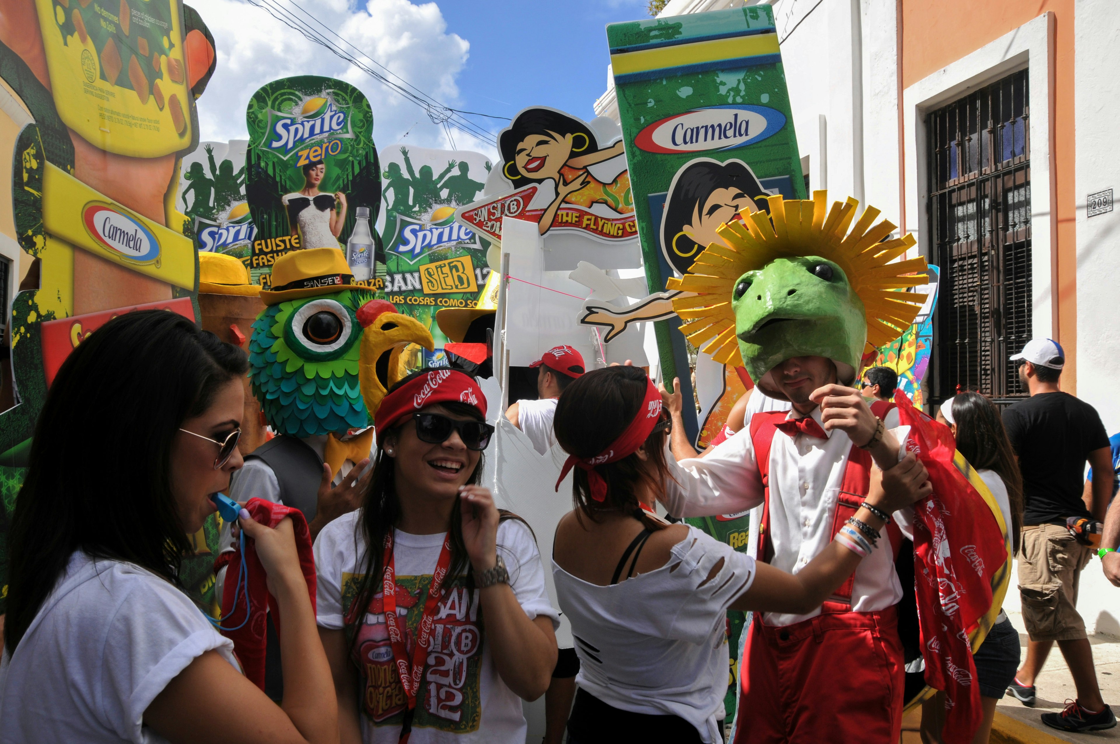 Participants on the street during Saint Sebastian street festival.