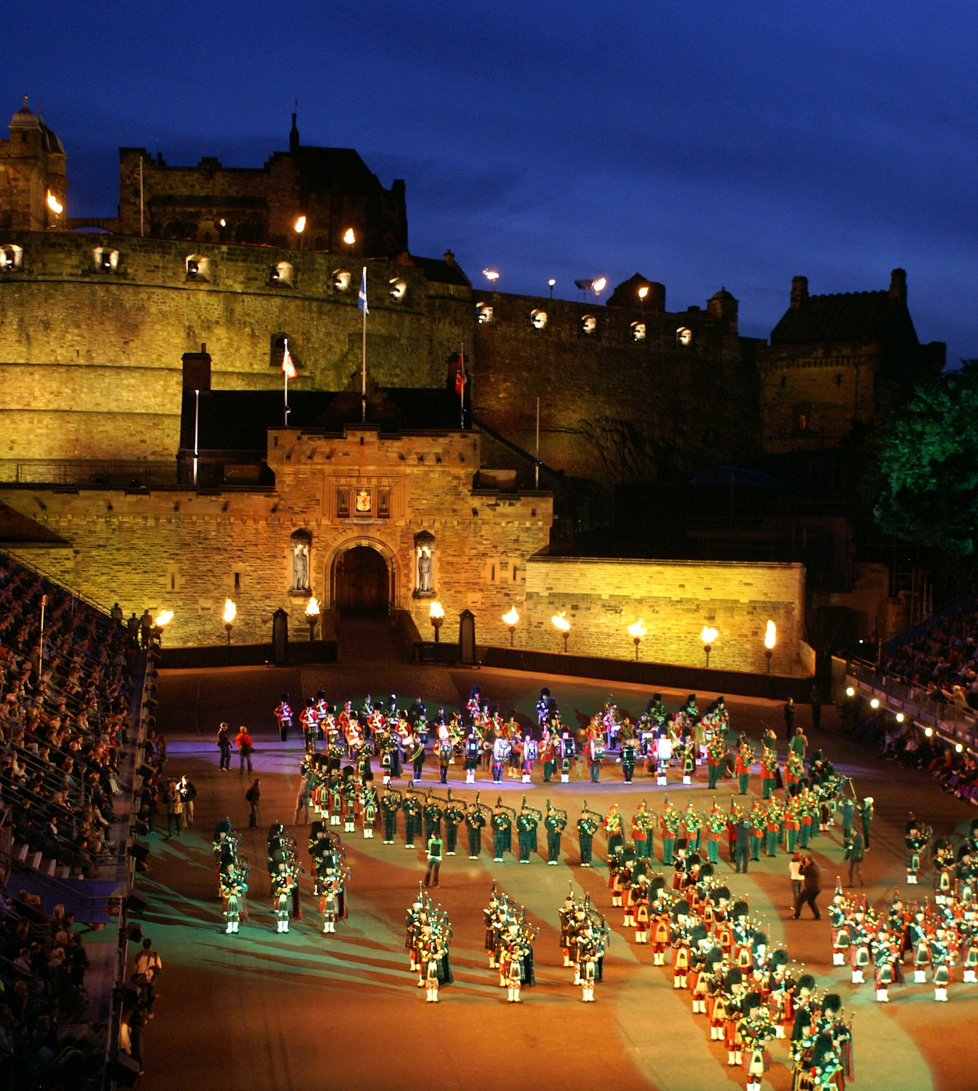 The Edinburgh Military Tattoo at Edinburgh Castle at sunset 