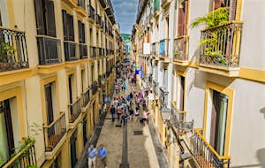 Narrow Street Full of People of San Sebastian Old Town, Spain
