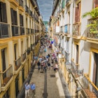 Narrow Street Full of People of San Sebastian Old Town, Spain