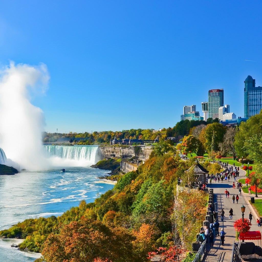 Niagara Falls, Canada - October 14 : View of Niagara Falls in a sunny day in autumn in Canada on October 14, 2013.