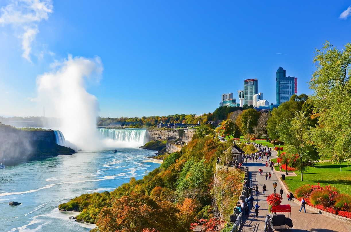 Niagara Falls, Canada - October 14 : View of Niagara Falls in a sunny day in autumn in Canada on October 14, 2013.