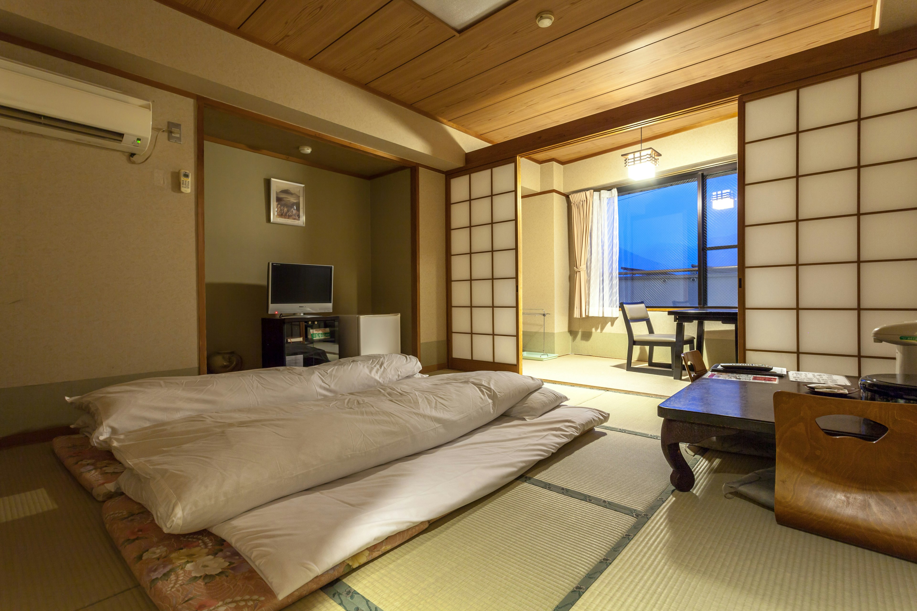 Traditional Japanese guests room of Ryokan Jonoyu, onsen ryokan of yufu city,