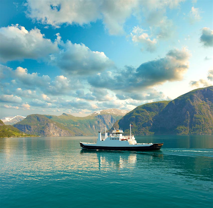 Ferry in the fjord. Ferry in a Norway fjord