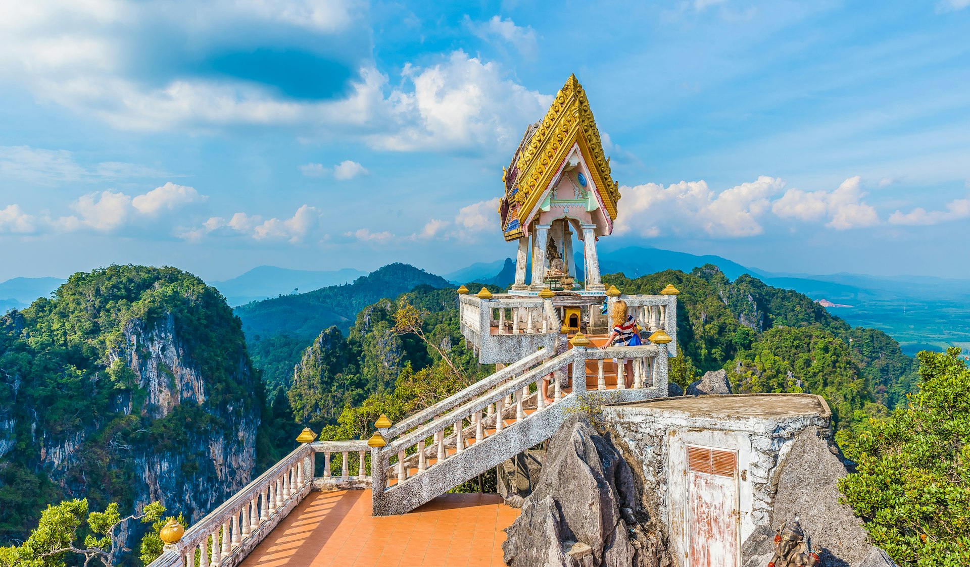 Scenic outlook of mountains from Tiger Cave temple, (Wat Tham Suea), Krabi region, Thailand