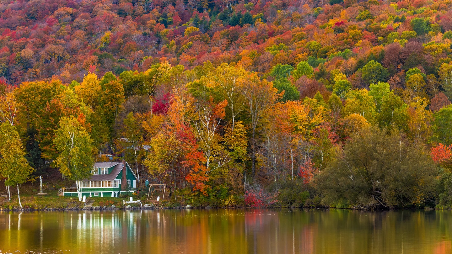 Autumn foliage and reflection in Vermont, Elmore State Park