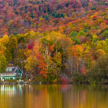Autumn foliage and reflection in Vermont, Elmore State Park
