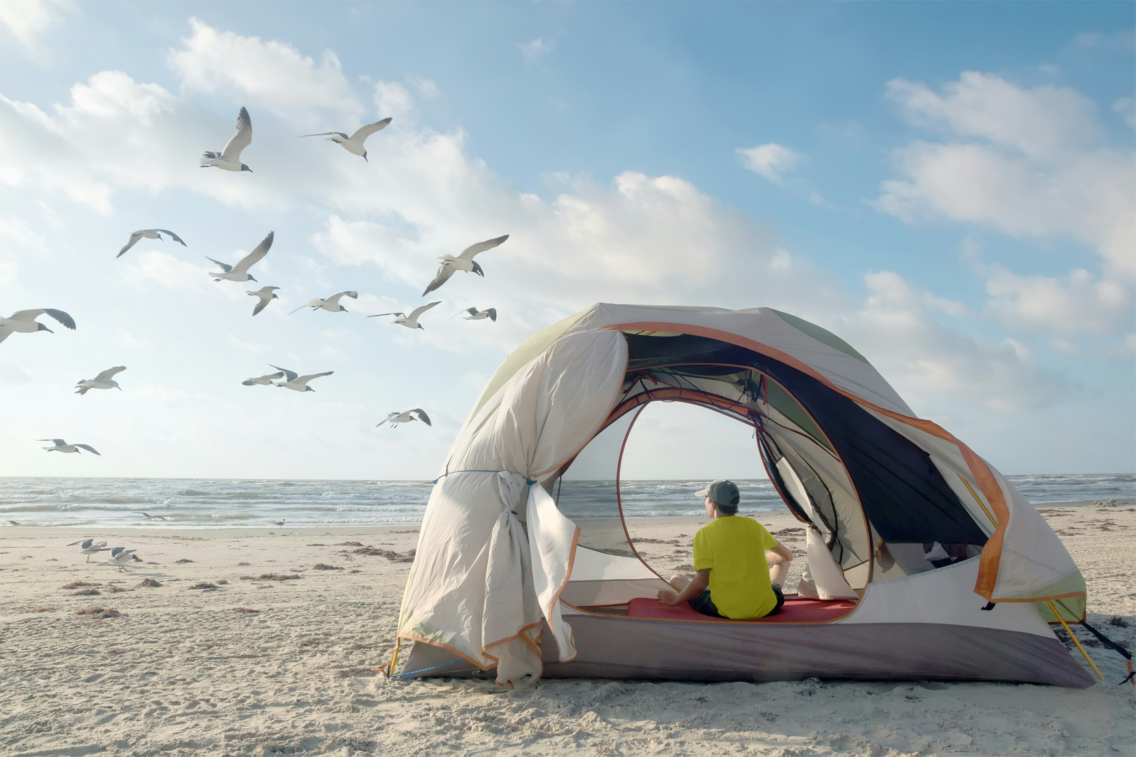 Camping on the shores of the Gulf at Padre Island National Seashore