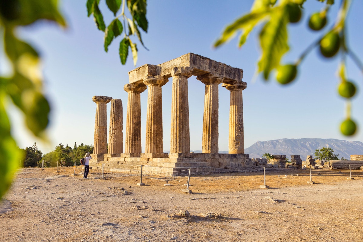 Archaic Temple of Apollo, Dorian columns, Corinth, Greece.