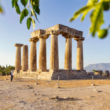 Archaic Temple of Apollo, Dorian columns, Corinth, Greece.