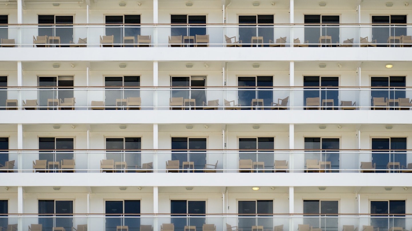 Apartments with balconies separated from each other in a way that would prevent diseases to spread during the covid-19 corona pandemics.