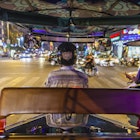 Phnom Penh, view from inside tuk tuk taxi, Cambodia