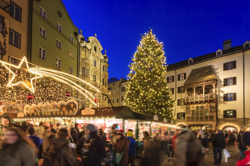 Christmas in Innsbruck, the capital city of the federal state of Tyrol in western Austria. -selective focus-
