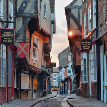 Narrow laneway of 'The Shambles', which is a centre piece of historic York.